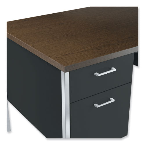 Image of Alera® Double Pedestal Steel Credenza, 60w X 24d X 29.5h, Mocha/black