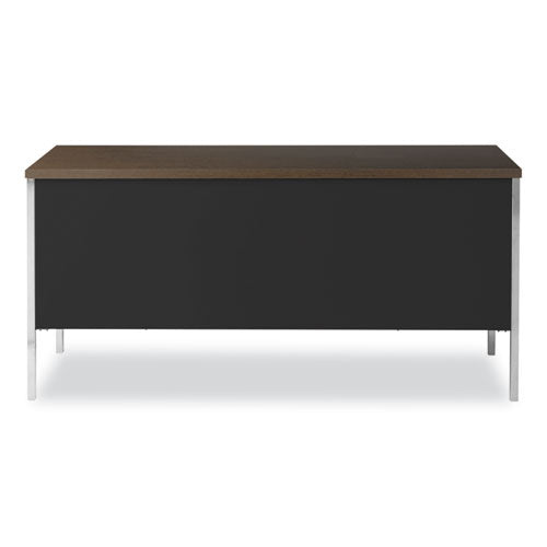 Image of Alera® Double Pedestal Steel Credenza, 60w X 24d X 29.5h, Mocha/black
