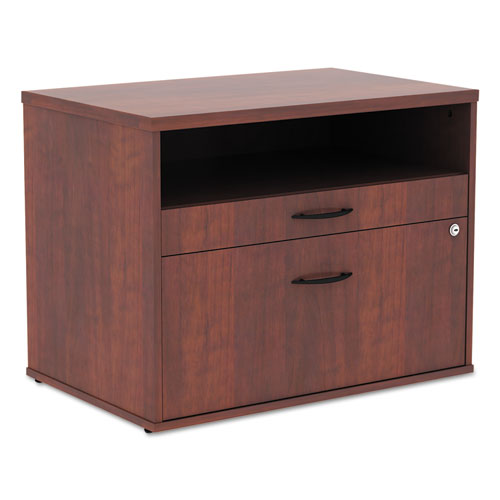 Image of Alera® Alera Open Office Desk Series Low File Cabinet Credenza, 2-Drawer: Pencil/file, Legal/letter, 1 Shelf,cherry,29.5x19.13x22.88