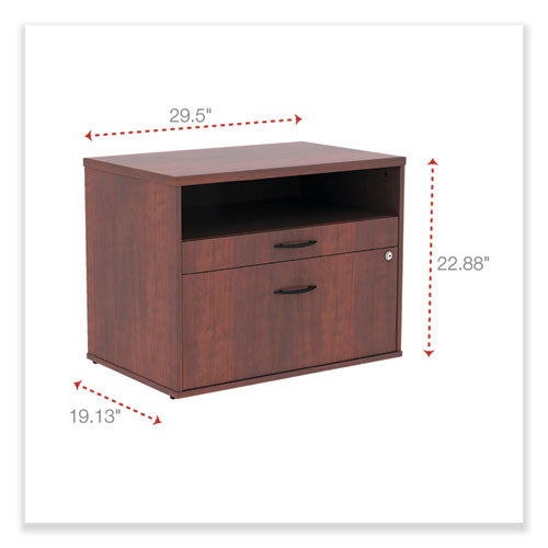 Image of Alera® Alera Open Office Desk Series Low File Cabinet Credenza, 2-Drawer: Pencil/file, Legal/letter, 1 Shelf,cherry,29.5x19.13x22.88