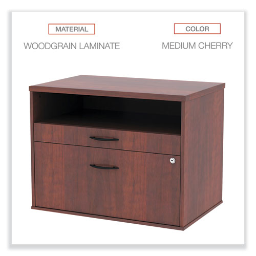 Image of Alera® Alera Open Office Desk Series Low File Cabinet Credenza, 2-Drawer: Pencil/file, Legal/letter, 1 Shelf,cherry,29.5x19.13x22.88
