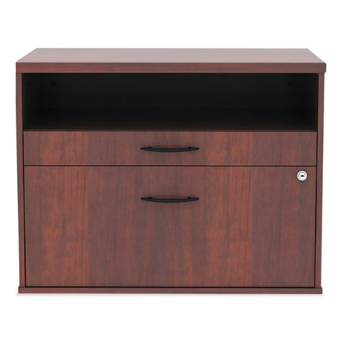 Image of Alera® Alera Open Office Desk Series Low File Cabinet Credenza, 2-Drawer: Pencil/file, Legal/letter, 1 Shelf,cherry,29.5x19.13x22.88
