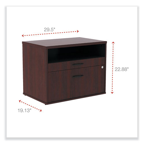 Image of Alera® Alera Open Office Desk Series Low File Cabinet Credenza, 2-Drawer: Pencil/file,legal/letter,1 Shelf,mahogany,29.5x19.13x22.88