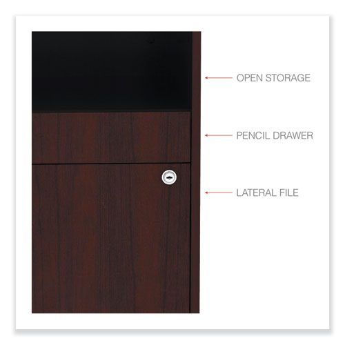 Image of Alera® Alera Open Office Desk Series Low File Cabinet Credenza, 2-Drawer: Pencil/file,legal/letter,1 Shelf,mahogany,29.5x19.13x22.88