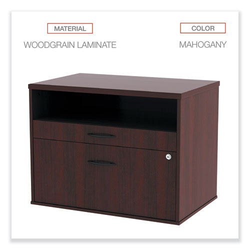 Image of Alera® Alera Open Office Desk Series Low File Cabinet Credenza, 2-Drawer: Pencil/file,legal/letter,1 Shelf,mahogany,29.5x19.13x22.88