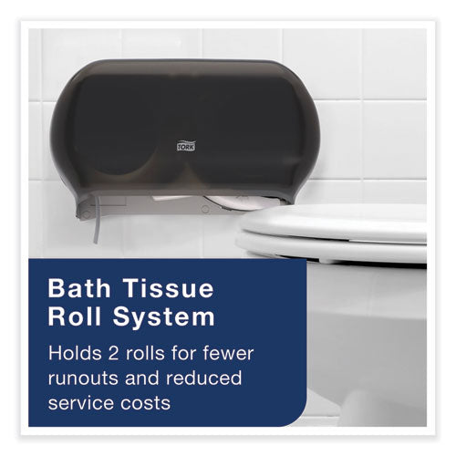 Image of Tork® Twin Standard Roll Bath Tissue Dispenser, 12.75 x 5.57 x 8.25, Smoke