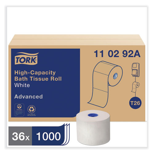 Image of Tork® Advanced High Capacity Bath Tissue, Septic Safe, 2-Ply, White, 1,000 Sheets/roll, 36/carton