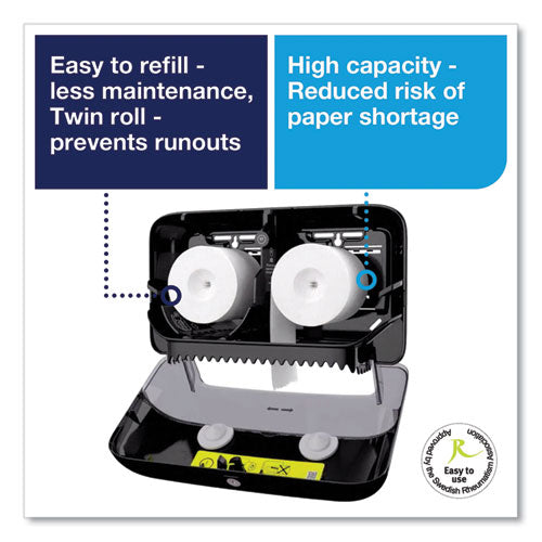 Image of Tork® Elevation Coreless High Capacity Bath Tissue Dispenser, 14.17 x 5.08 x 8.23, Black