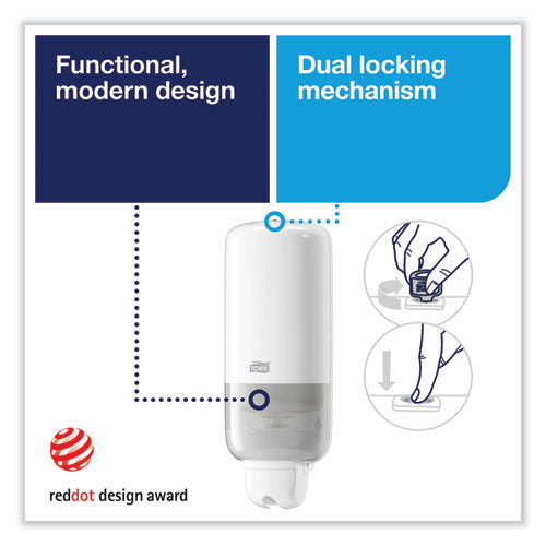 Image of Tork® Elevation Liquid Skincare Dispenser, 1 L Bottle; 33 Oz Bottle, 4.4 X 4.5 X 11.5, White