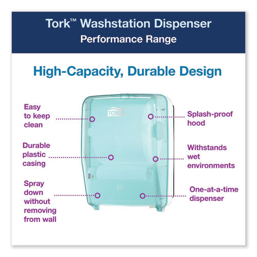Image of Tork® Washstation Dispenser, 12.56 X 10.57 X 18.09, Aqua/white