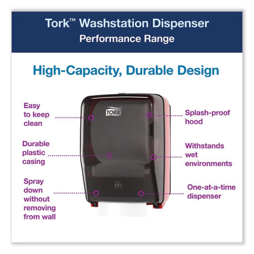 Image of Tork® Washstation Dispenser, 12.56 X 10.57 X 18.09, Red/smoke