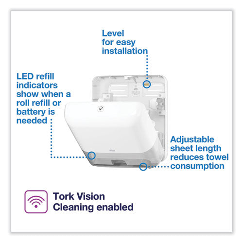 Image of Tork® Elevation Matic Hand Towel Roll Dispenser With Sensor, 13 X 8 X 14.5, White