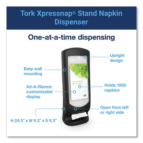Image of Tork® Xpressnap Stand Napkin Dispenser, 9.25 x 9.25 x 24.5, Black