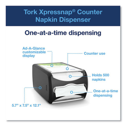 Image of Tork® Xpressnap Counter Napkin Dispenser, 7.5 X 12.1 X 5.7, Black