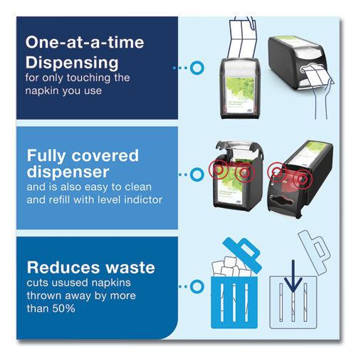 Image of Tork® Xpressnap Fit Napkin Dispenser, Tabletop, 4.4 x 5.6 x 6.7, Black
