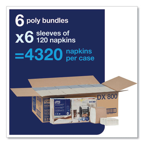 Image of Tork® Xpressnap Fit Interfold Dispenser Napkins, 2-Ply, 6.5 X 8.39, White, 120/pack, 36 Packs/carton