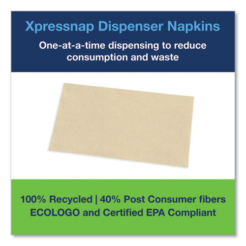 Image of Tork® Xpressnap Interfold Dispenser Napkins, 1-Ply, Bag-Pack, 13 x 8.5, Natural, 500/Pack, 12 Packs/Carton