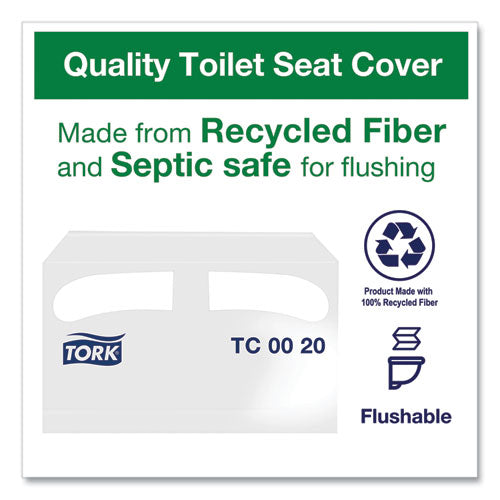 Image of Tork® Toilet Seat Cover, Half-Fold, 14.5 X 17, White, 250/pack, 20 Packs/carton