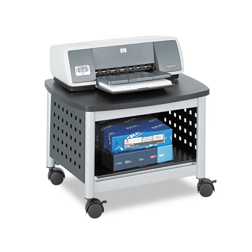 Image of Safco® Scoot Under-Desk Printer Stand, Metal, 2 Shelves, 100 lb Capacity, 20.25" x 16.5" x 14.5", Black/Silver