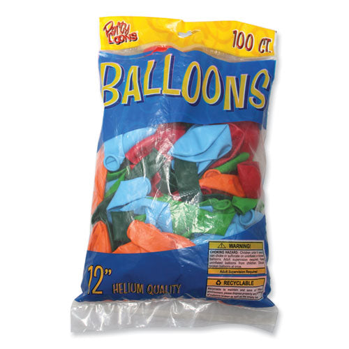 Image of Tablemate® Party Loons Helium Quality Latex Balloons, Assorted Colors, 100/Pack