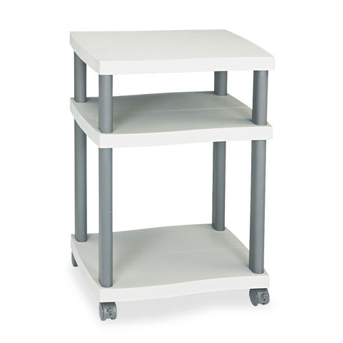 Image of Safco® Wave Design Deskside Printer Stand, Plastic, 3 Shelves, 20" x 17.5" x 29.25", White/Charcoal Gray