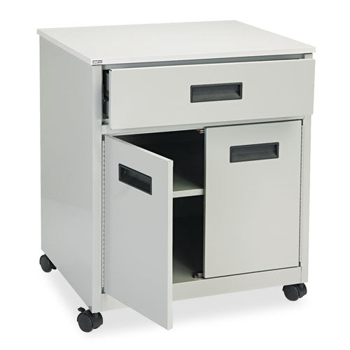 Image of Safco® Steel Machine Stand with Pullout Drawer, Engineered Wood, 3 Shelves, 1 Drawer, 25" x 20" x 29.75", Gray
