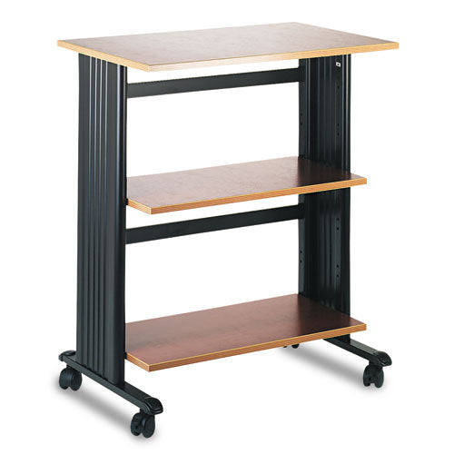 Image of Safco® Muv Three Level Machine Cart/Printer Stand, Engineered Wood, 3 Shelves, 29.5" x 20" x 35", Cherry/Black