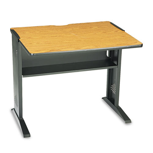 Image of Safco® Computer Desk With Reversible Top, 35.5" X 28" X 30", Mahogany/medium Oak/black