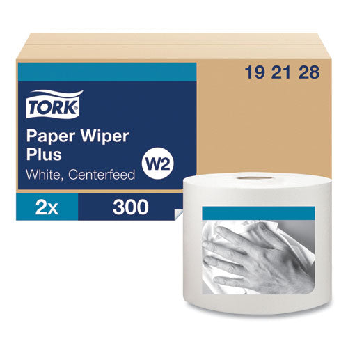Image of Tork® Paper Wiper Plus, 9.8 X 15.2, White, 300/roll, 2 Rolls/carton