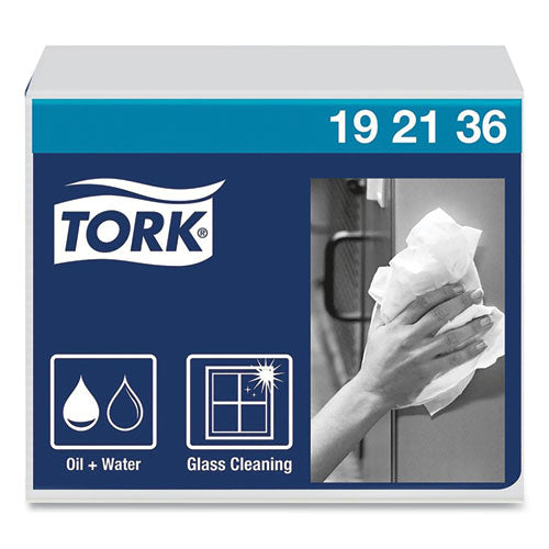 Image of Tork® Heavy-Duty Paper Wiper 1/4 Fold, 1-Ply, 12.5 x 13, White, 56/Pack, 16 Packs/Carton