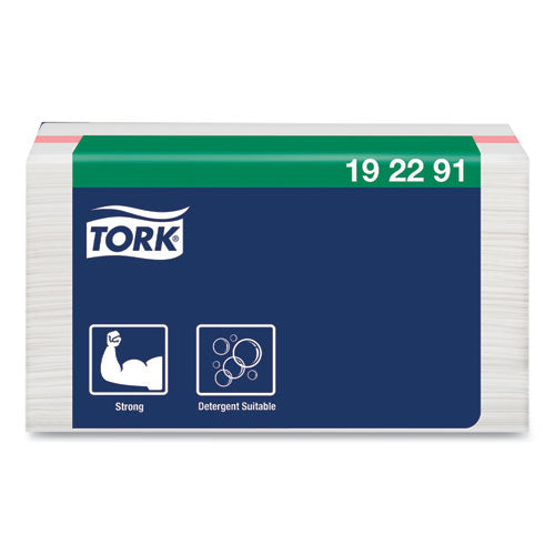 Image of Tork® Small Pack Foodservice Cloth, 1-Ply, 11.75 x 14.75, Unscented, White/Red Stripe, 50/Poly Pack, 4 Packs/Carton