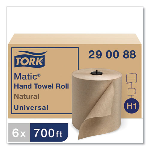 Image of Tork® Matic Hardwound Roll Towel, 1-Ply, 7.7" x 700 ft, Natural, 857/Roll, 6 Rolls/Carton