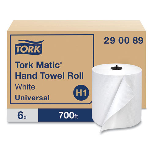 Image of Tork® Advanced Matic Hand Towel Roll, 1-Ply, 7.7" x 700 ft, White, 6 Rolls/Carton