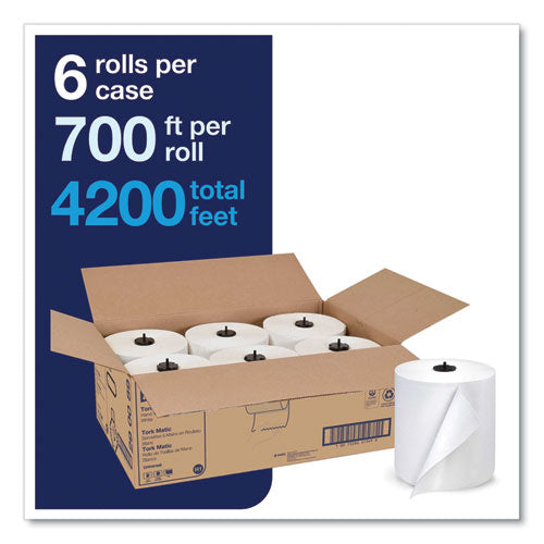 Image of Tork® Advanced Matic Hand Towel Roll, 1-Ply, 7.7" x 700 ft, White, 6 Rolls/Carton