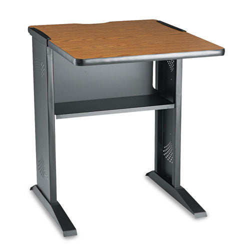 Image of Safco® Fax/Printer Stand with Reversible Top, Metal, 1 Shelf, 23.5" x 28" x 30", Medium Oak/Black