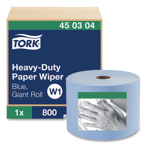 Image of Tork® Heavy-Duty Paper Wiper, 1-Ply, 11.1" x 800 ft, Blue