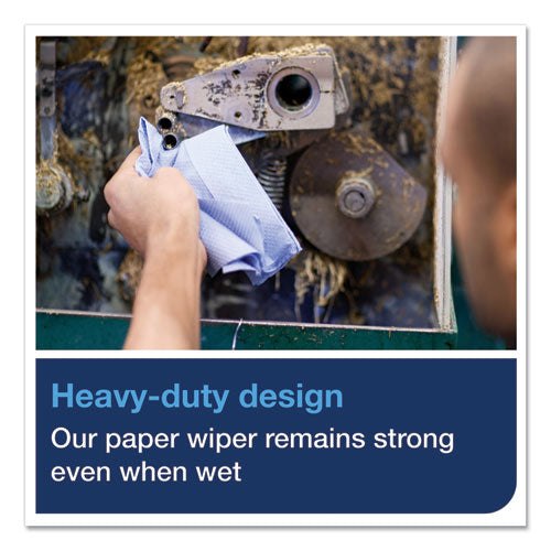 Image of Tork® Heavy-Duty Paper Wiper, 1-Ply, 11.1" x 800 ft, Blue