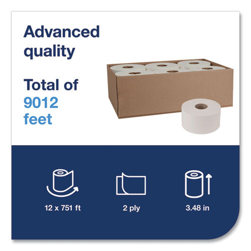 Image of Tork® Advanced Jumbo Bath Tissue, Septic Safe, 2-Ply, White, 3.48" X 751 Ft, 12 Rolls/carton