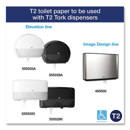 Image of Tork® Advanced Mini-Jumbo Roll Bath Tissue, Septic Safe, 2-Ply, White, 3.48" X 751 Ft, 12 Rolls/carton