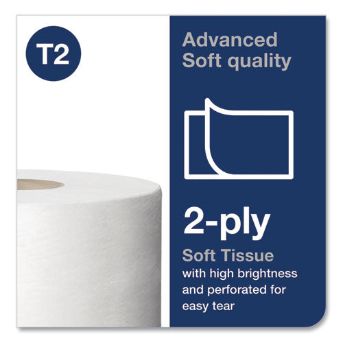 Image of Tork® Advanced Mini-Jumbo Roll Bath Tissue, Septic Safe, 2-Ply, White, 3.48" X 751 Ft, 12 Rolls/carton
