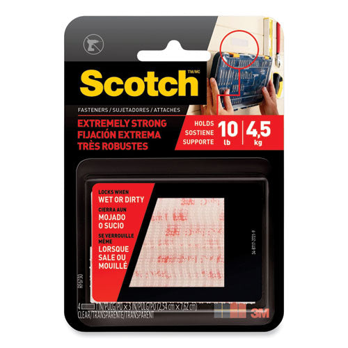 Image of Scotch Extreme Fasteners, 1" X 3", Clear, 2/pack