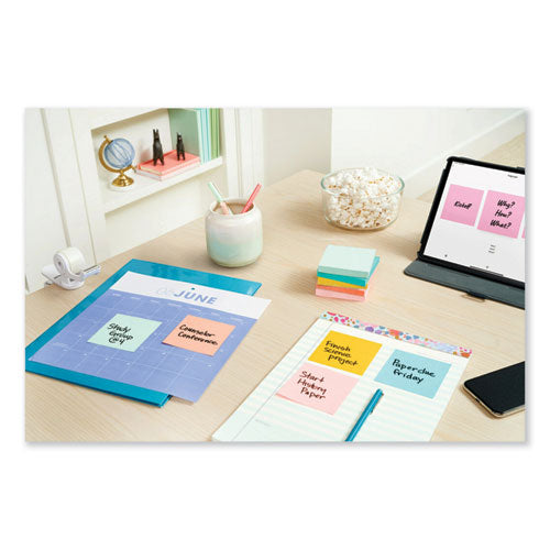Image of Post-it® Dispenser Notes Original Pop-up Refill, 3" x 3", Beachside Cafe Collection Colors, 100 Sheets/Pad, 6 Pads/Pack