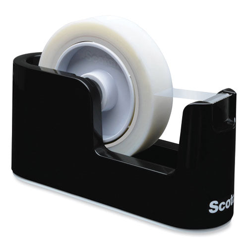 Image of Scotch® Heavy Duty Weighted Desktop Tape Dispenser with One Roll of Tape, 3" Core, ABS, Black