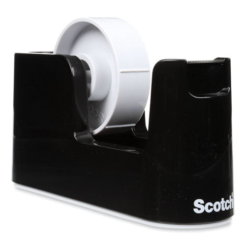 Image of Scotch® Heavy Duty Weighted Desktop Tape Dispenser with One Roll of Tape, 3" Core, ABS, Black