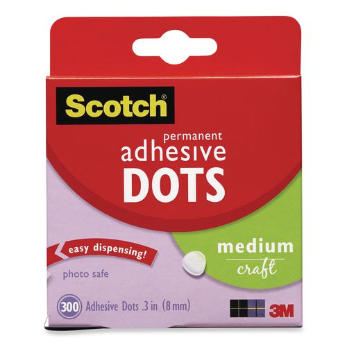 Image of Scotch® Mounting Adhesive Dots, 0.3" Dia, Transparent, 300/pack