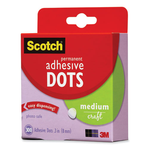 Image of Scotch® Mounting Adhesive Dots, 0.3" Dia, Transparent, 300/pack
