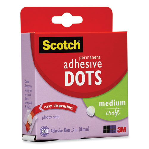 Image of Scotch® Mounting Adhesive Dots, 0.3" Dia, Transparent, 300/pack