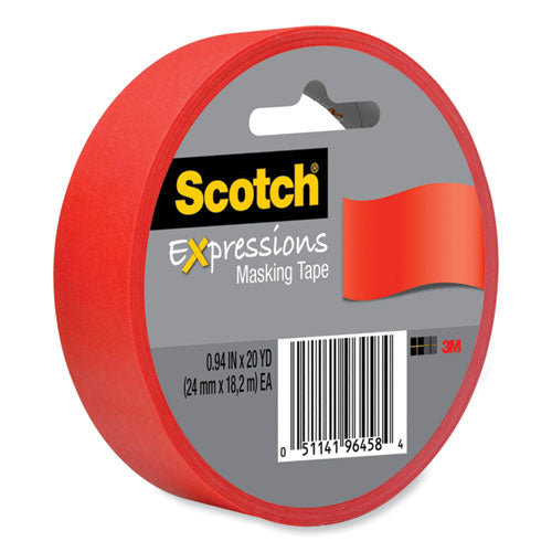 Image of Scotch® Expressions Masking Tape, 3" Core, 0.94" X 20 Yds, Primary Red