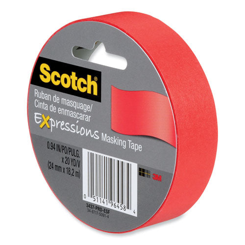 Image of Scotch® Expressions Masking Tape, 3" Core, 0.94" X 20 Yds, Primary Red