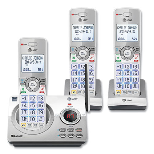 Image of AT&T® Connect to Cell DL72310 Cordless Telephone, Base and 2 Additional Handsets, White/Silver